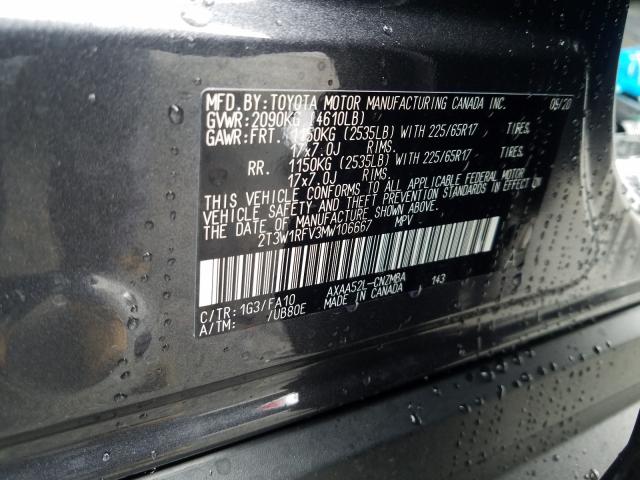 Photo 9 VIN: 2T3W1RFV3MW106667 - TOYOTA RAV4 XLE 