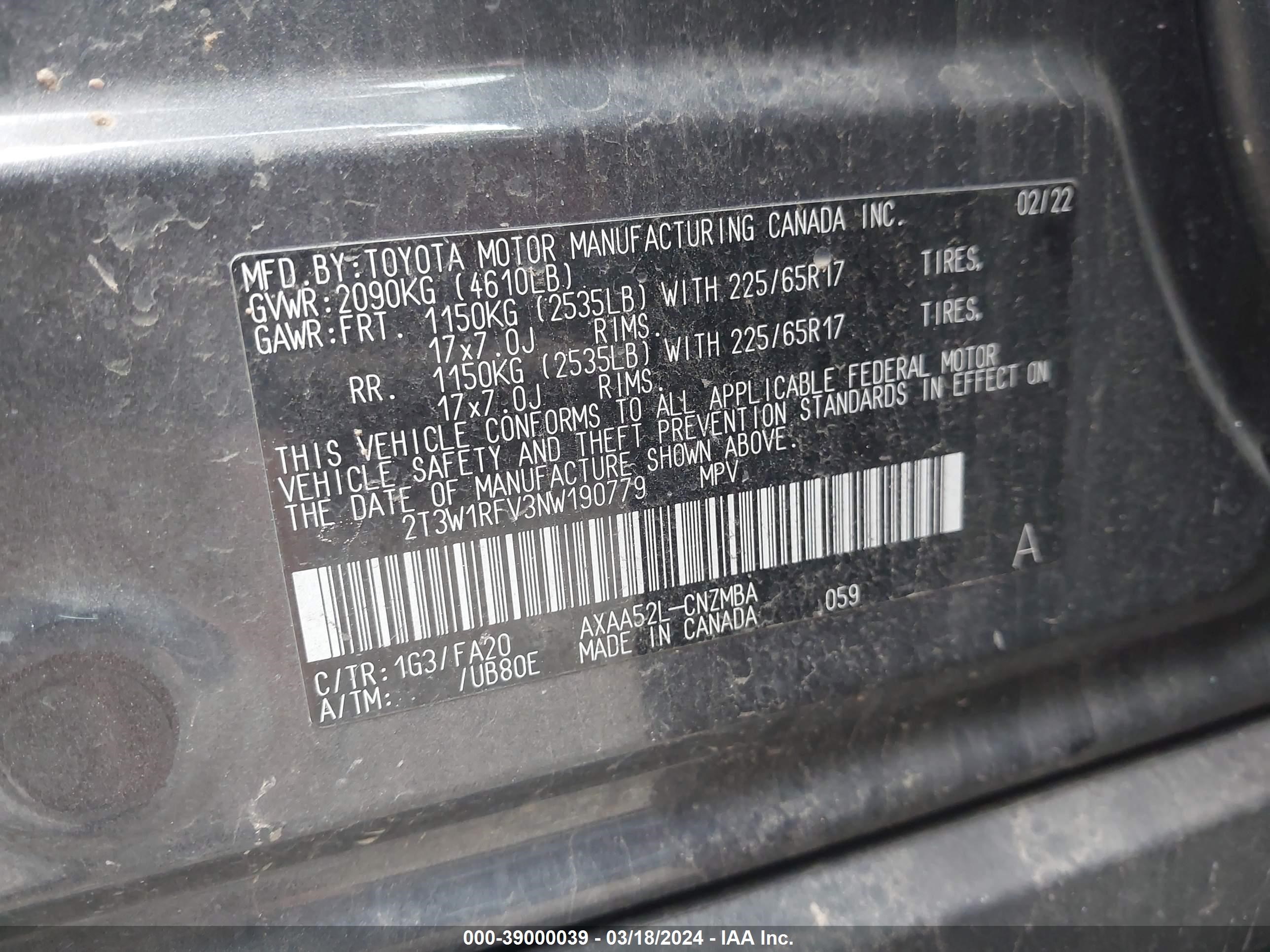 Photo 8 VIN: 2T3W1RFV3NW190779 - TOYOTA RAV 4 