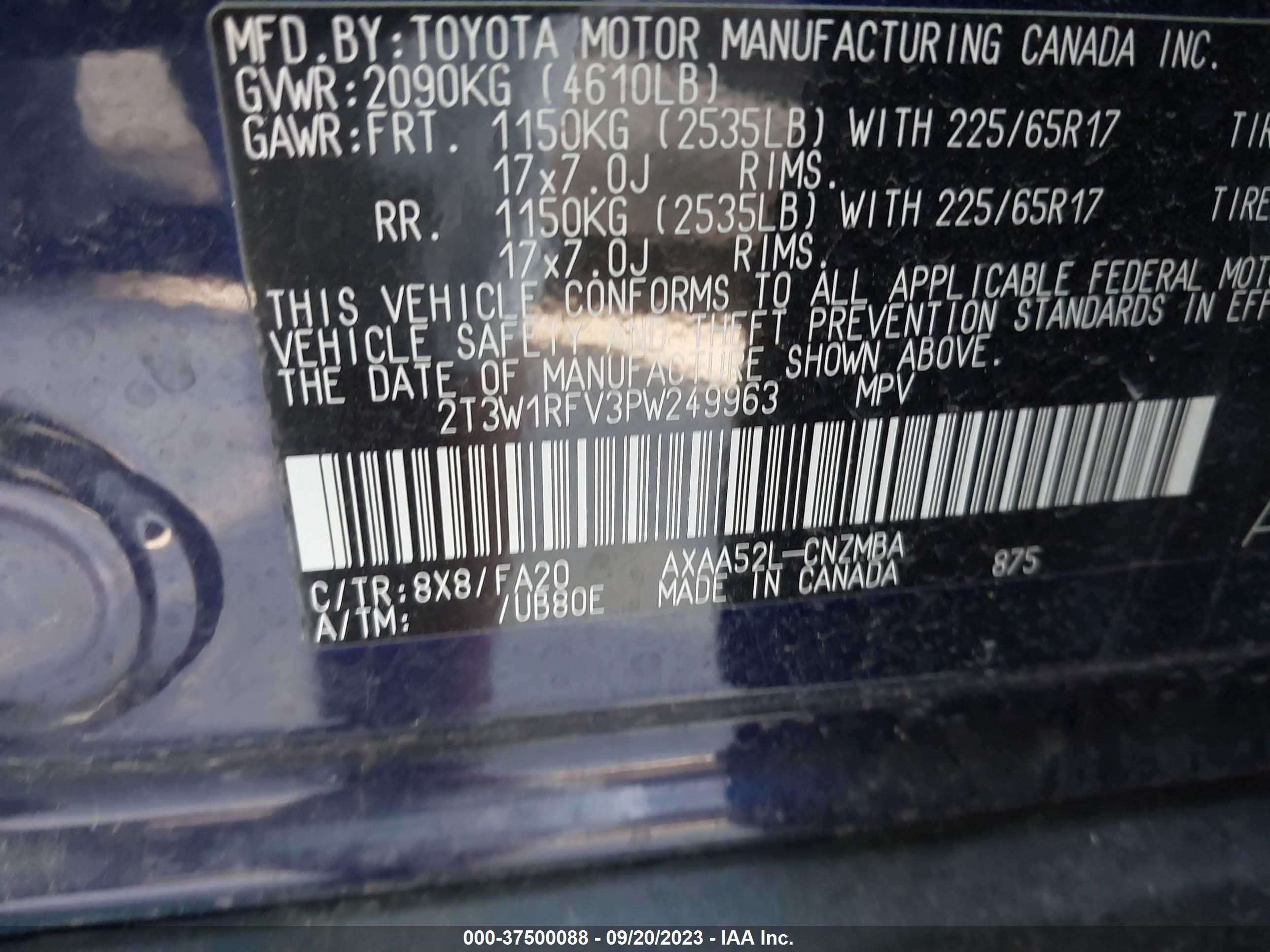 Photo 8 VIN: 2T3W1RFV3PW249963 - TOYOTA RAV 4 