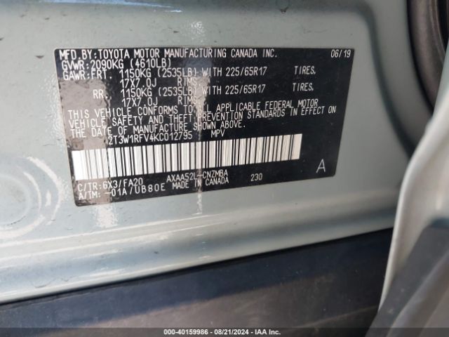 Photo 8 VIN: 2T3W1RFV4KC012795 - TOYOTA RAV4 