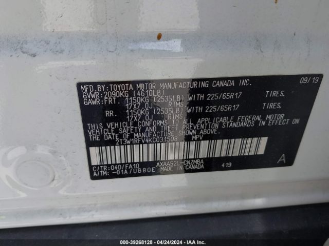 Photo 8 VIN: 2T3W1RFV4KC031508 - TOYOTA RAV4 