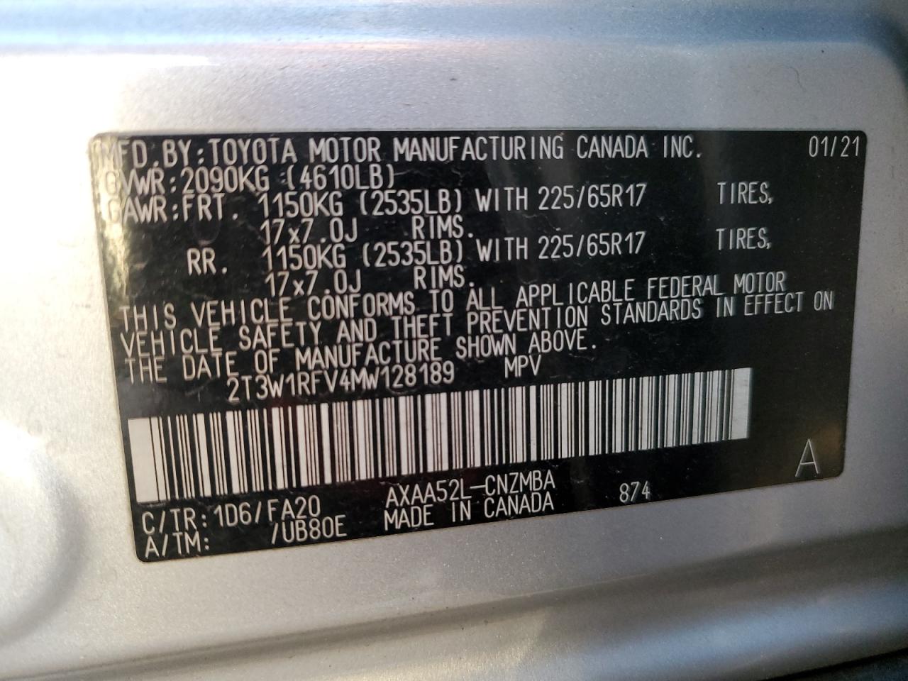 Photo 11 VIN: 2T3W1RFV4MW128189 - TOYOTA RAV4 