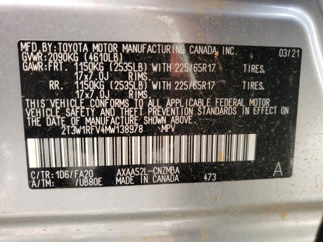 Photo 9 VIN: 2T3W1RFV4MW138978 - TOYOTA RAV4 XLE 