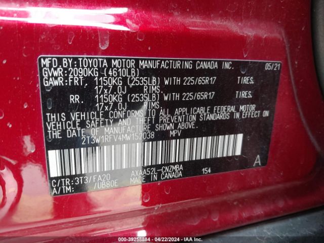 Photo 8 VIN: 2T3W1RFV4MW152038 - TOYOTA RAV4 