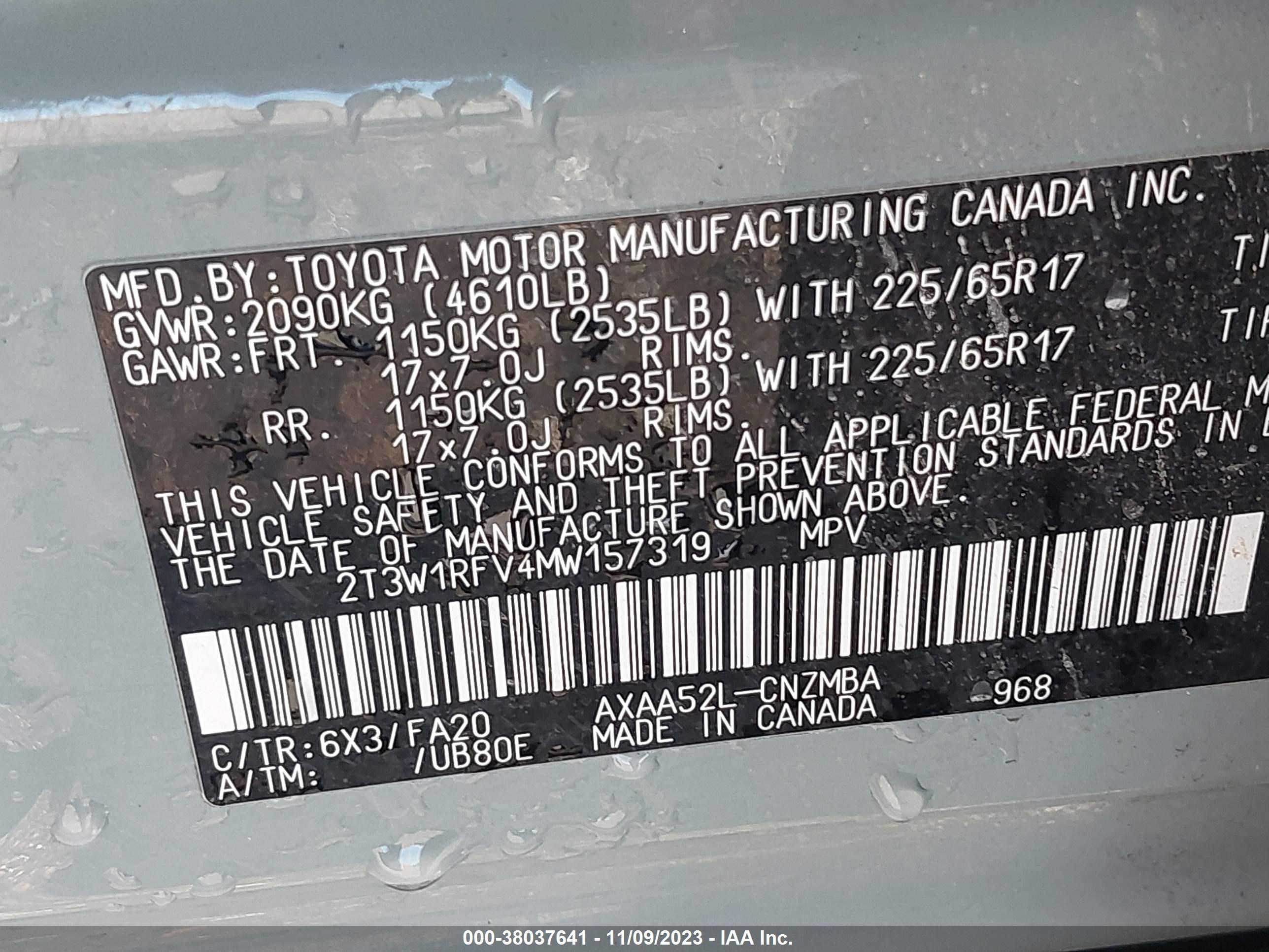 Photo 8 VIN: 2T3W1RFV4MW157319 - TOYOTA RAV 4 