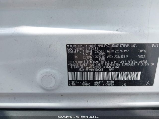 Photo 8 VIN: 2T3W1RFV4MW159068 - TOYOTA RAV4 XLE 