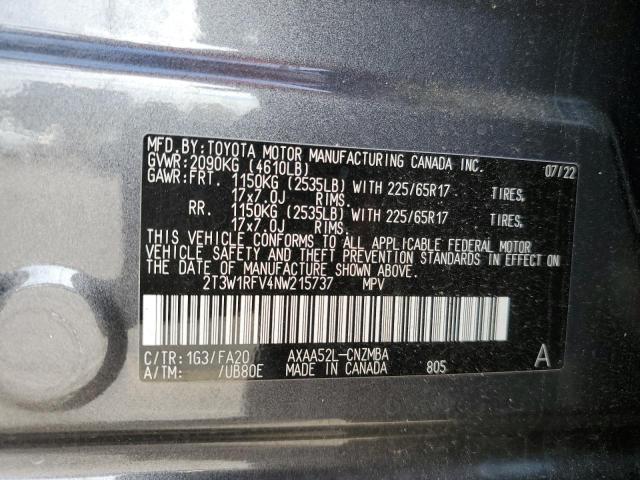 Photo 11 VIN: 2T3W1RFV4NW215737 - TOYOTA RAV4 