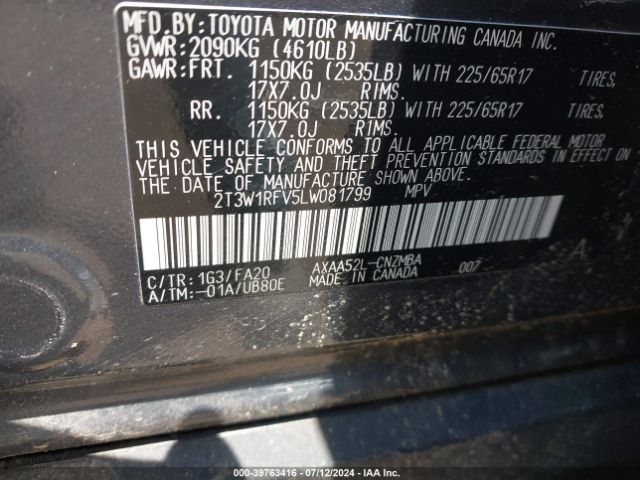 Photo 8 VIN: 2T3W1RFV5LW081799 - TOYOTA RAV4 