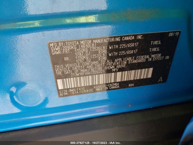 Photo 8 VIN: 2T3W1RFV6KC026021 - TOYOTA RAV4 