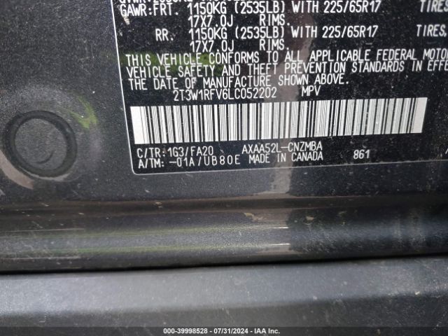 Photo 8 VIN: 2T3W1RFV6LC052202 - TOYOTA RAV4 