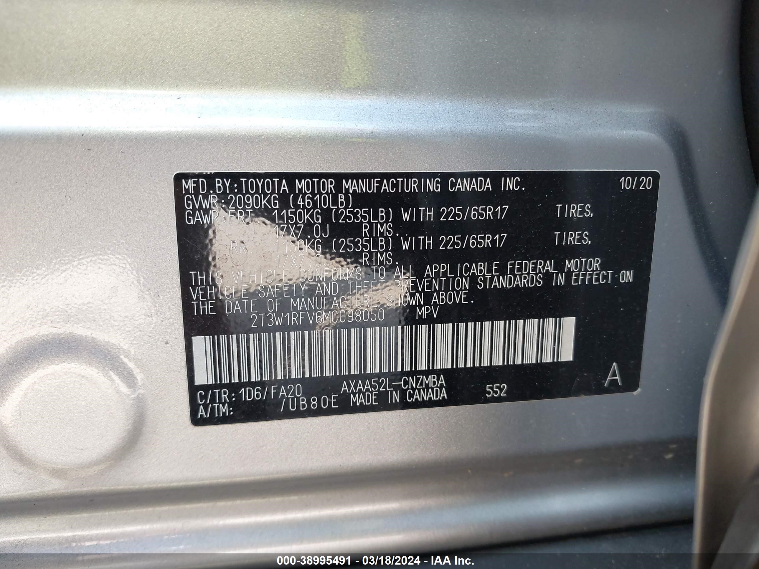 Photo 8 VIN: 2T3W1RFV6MC098050 - TOYOTA RAV 4 