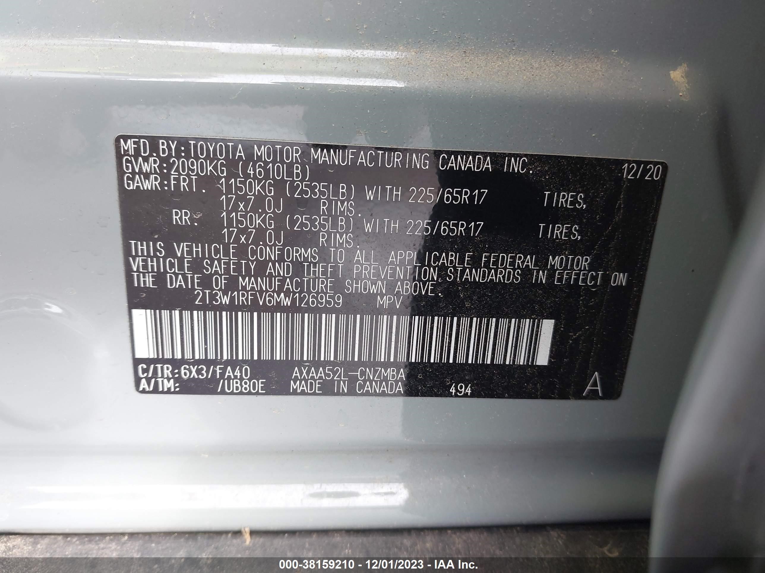 Photo 8 VIN: 2T3W1RFV6MW126959 - TOYOTA RAV 4 