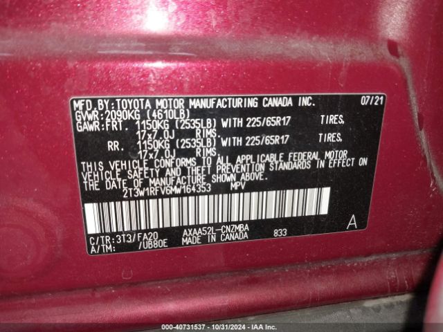 Photo 8 VIN: 2T3W1RFV6MW164353 - TOYOTA RAV4 