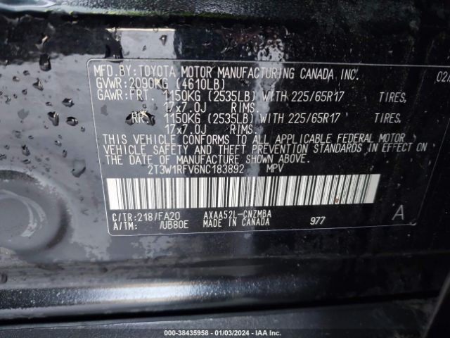 Photo 8 VIN: 2T3W1RFV6NC183892 - TOYOTA RAV4 