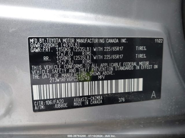 Photo 8 VIN: 2T3W1RFV6PC213749 - TOYOTA RAV4 