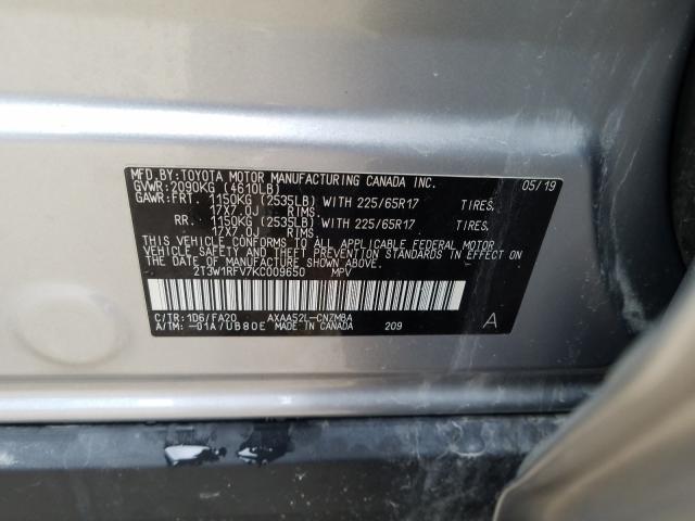 Photo 9 VIN: 2T3W1RFV7KC009650 - TOYOTA RAV4 XLE 