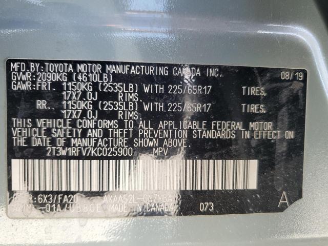 Photo 12 VIN: 2T3W1RFV7KC025900 - TOYOTA RAV4 XLE 