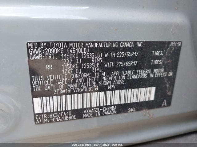 Photo 8 VIN: 2T3W1RFV7KW008254 - TOYOTA RAV4 