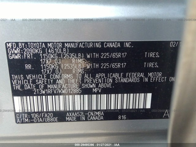 Photo 8 VIN: 2T3W1RFV7KW012885 - TOYOTA RAV4 