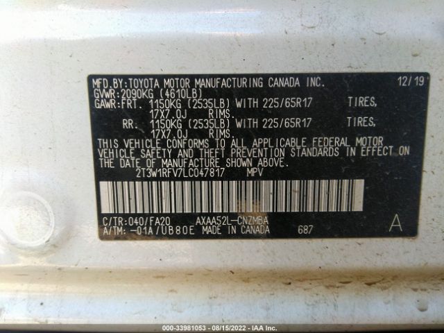 Photo 8 VIN: 2T3W1RFV7LC047817 - TOYOTA RAV4 