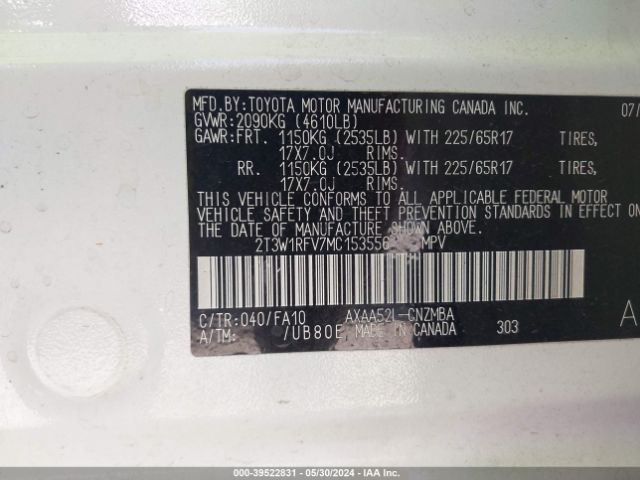 Photo 8 VIN: 2T3W1RFV7MC153556 - TOYOTA RAV4 