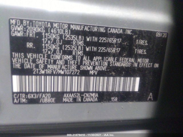 Photo 8 VIN: 2T3W1RFV7MW107272 - TOYOTA RAV4 