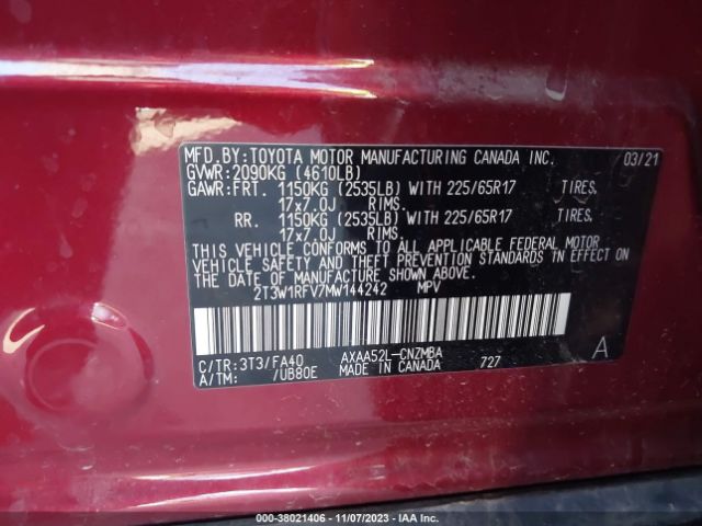 Photo 8 VIN: 2T3W1RFV7MW144242 - TOYOTA RAV4 