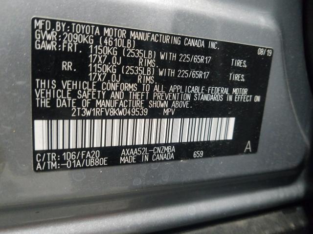 Photo 9 VIN: 2T3W1RFV8KW049539 - TOYOTA RAV4 XLE 