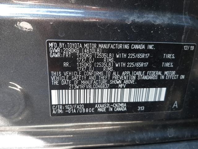 Photo 9 VIN: 2T3W1RFV8LC046837 - TOYOTA RAV4 XLE 