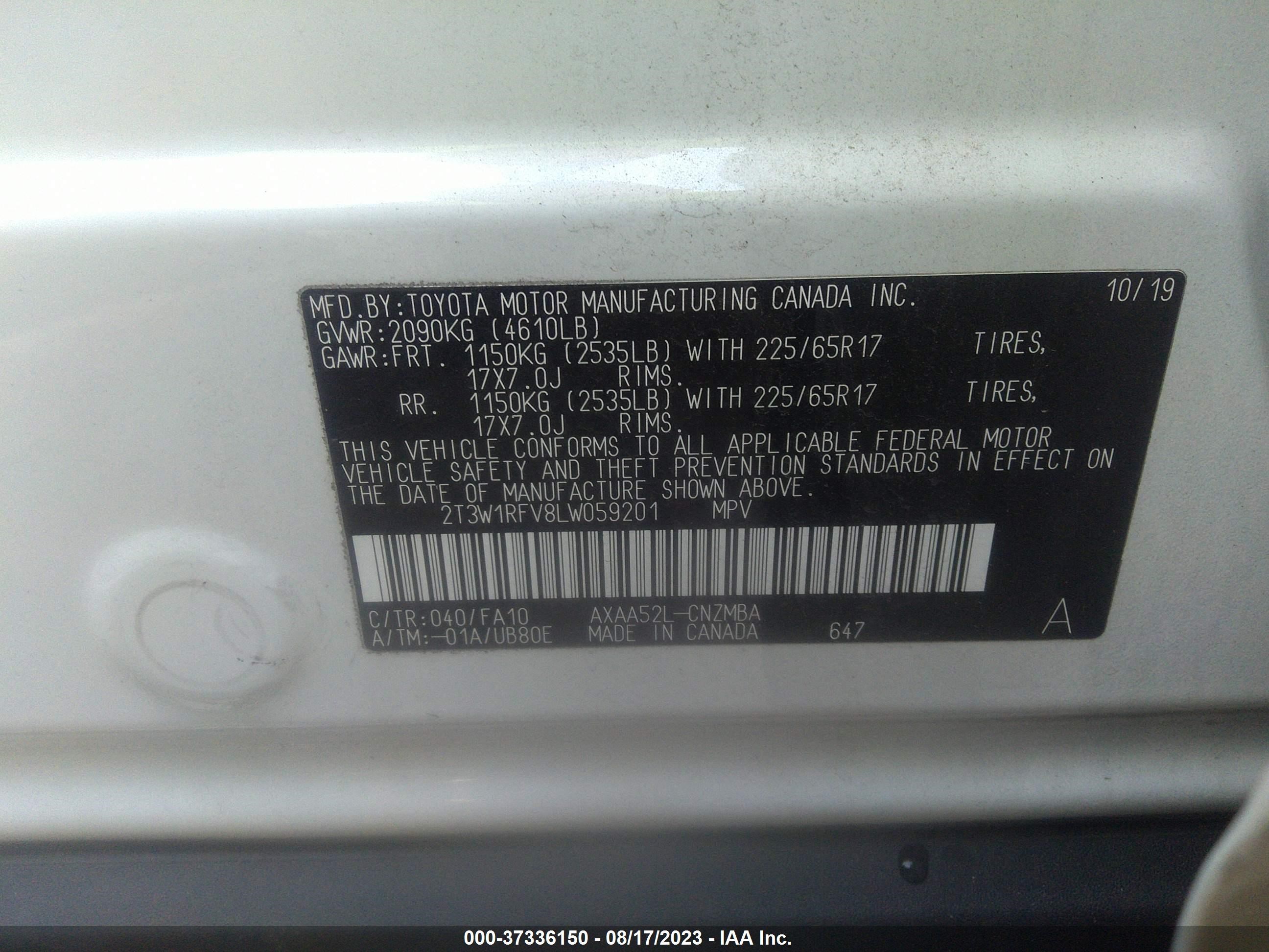 Photo 8 VIN: 2T3W1RFV8LW059201 - TOYOTA RAV 4 