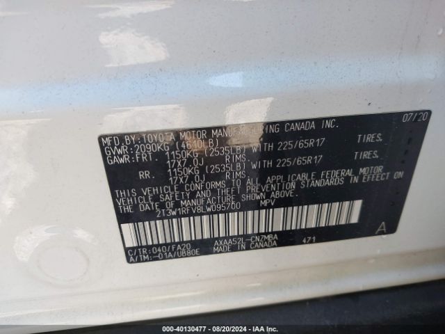 Photo 8 VIN: 2T3W1RFV8LW095700 - TOYOTA RAV4 