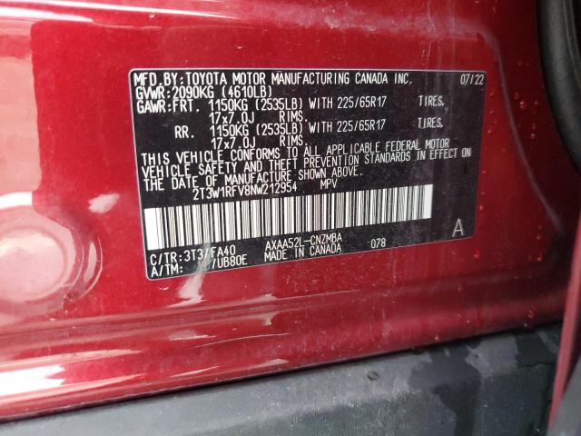 Photo 12 VIN: 2T3W1RFV8NW212954 - TOYOTA RAV4 XLE 