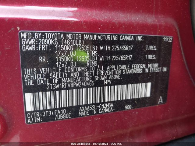 Photo 8 VIN: 2T3W1RFV8PW240465 - TOYOTA RAV4 