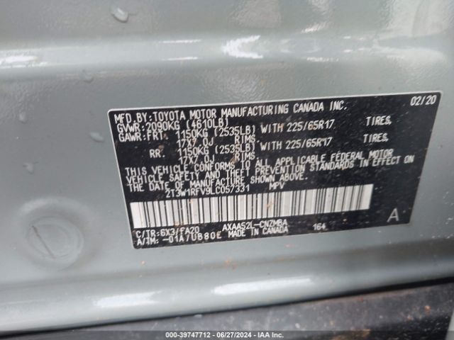 Photo 8 VIN: 2T3W1RFV9LC057331 - TOYOTA RAV4 