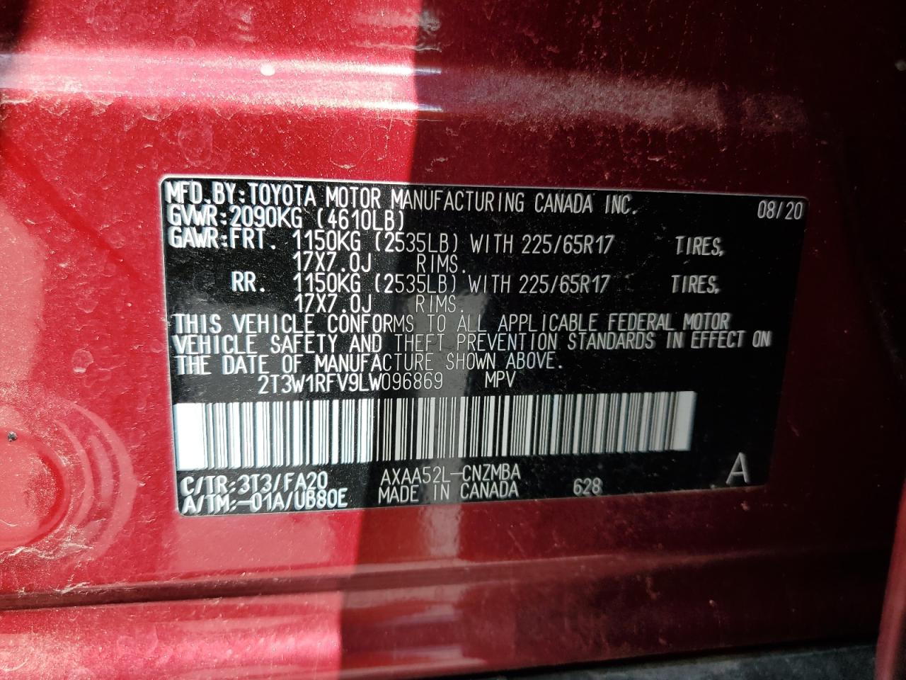 Photo 12 VIN: 2T3W1RFV9LW096869 - TOYOTA RAV 4 