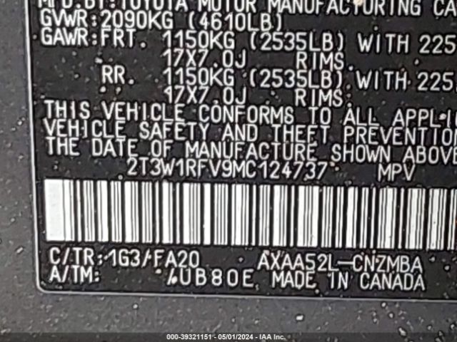 Photo 8 VIN: 2T3W1RFV9MC124737 - TOYOTA RAV4 