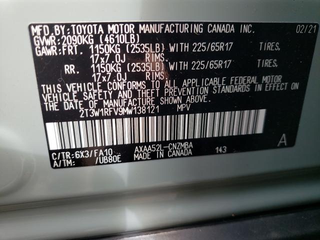 Photo 9 VIN: 2T3W1RFV9MW138121 - TOYOTA RAV4 XLE 