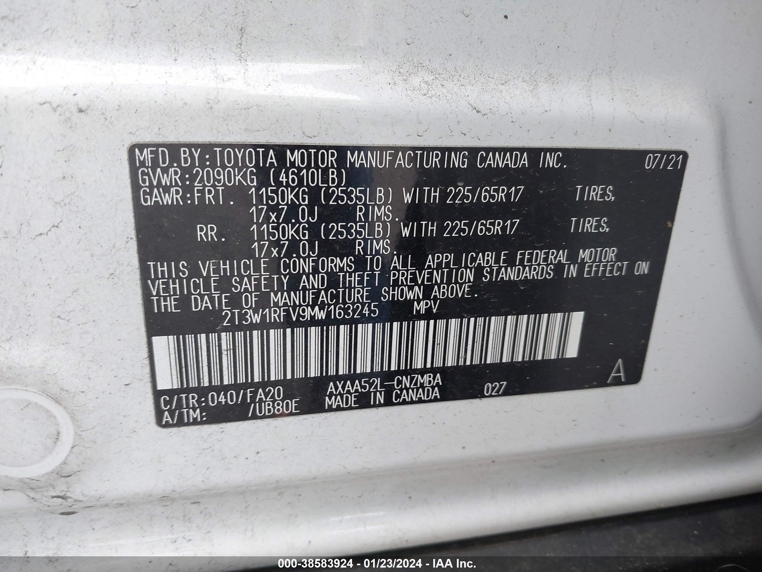 Photo 8 VIN: 2T3W1RFV9MW163245 - TOYOTA RAV 4 