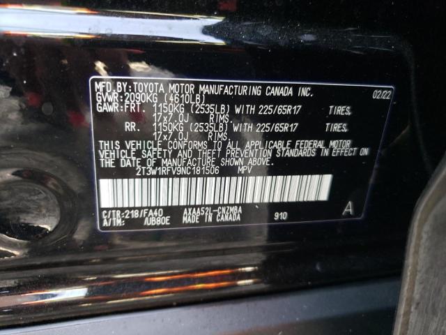 Photo 9 VIN: 2T3W1RFV9NC181506 - TOYOTA RAV4 XLE 