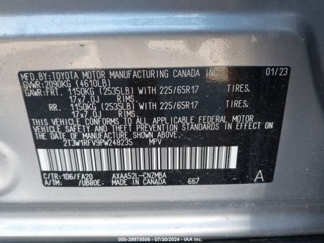 Photo 8 VIN: 2T3W1RFV9PW248235 - TOYOTA RAV4 