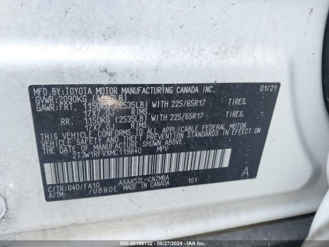 Photo 8 VIN: 2T3W1RFVXMC119840 - TOYOTA RAV4 