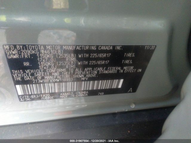 Photo 8 VIN: 2T3W1RFVXMW118993 - TOYOTA RAV4 