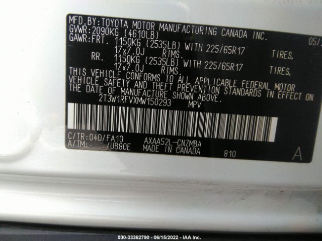 Photo 8 VIN: 2T3W1RFVXMW150293 - TOYOTA RAV4 