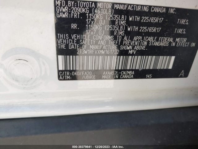 Photo 8 VIN: 2T3W1RFVXMW161732 - TOYOTA RAV4 