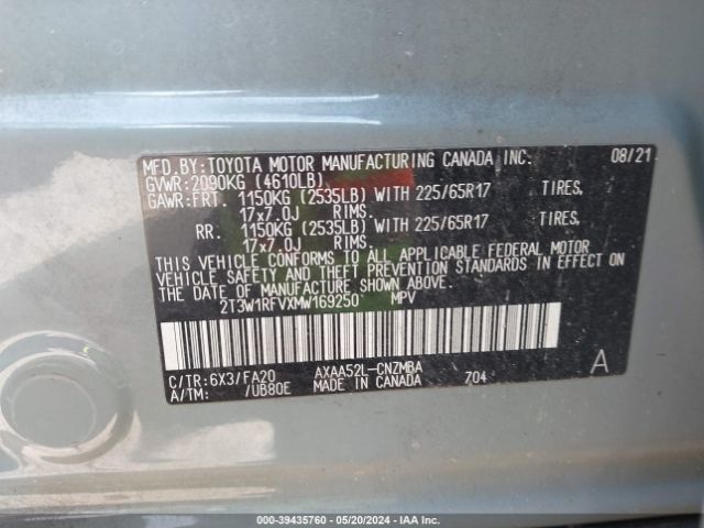 Photo 8 VIN: 2T3W1RFVXMW169250 - TOYOTA RAV4 