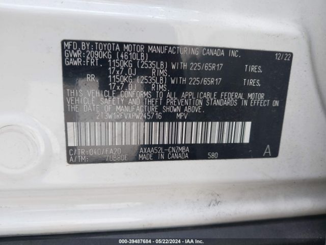 Photo 8 VIN: 2T3W1RFVXPW245716 - TOYOTA RAV4 