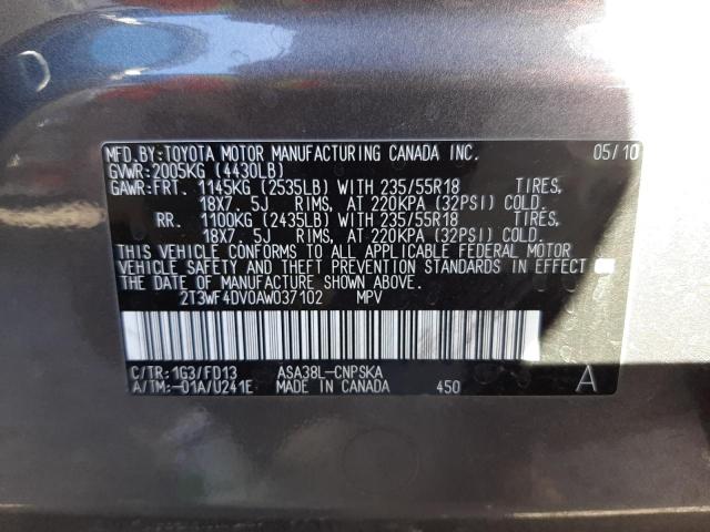 Photo 9 VIN: 2T3WF4DV0AW037102 - TOYOTA RAV4 SPORT 