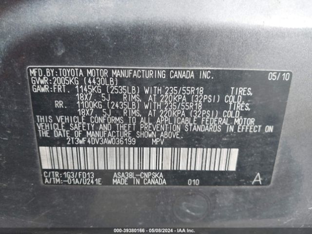 Photo 8 VIN: 2T3WF4DV3AW036199 - TOYOTA RAV4 