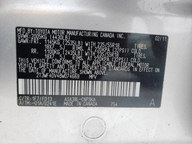 Photo 9 VIN: 2T3WF4DV4BW074669 - TOYOTA RAV4 SPORT 