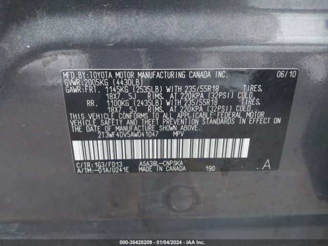 Photo 8 VIN: 2T3WF4DV5AW041047 - TOYOTA RAV4 